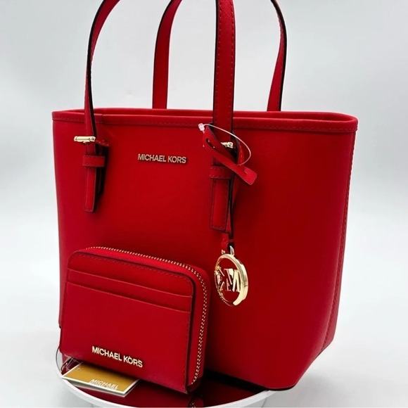 Michael Kors Jet Set Travel Extra-Small Top Zip Tote Bag & ZA Card Case Wallet - Picture 4 of 10